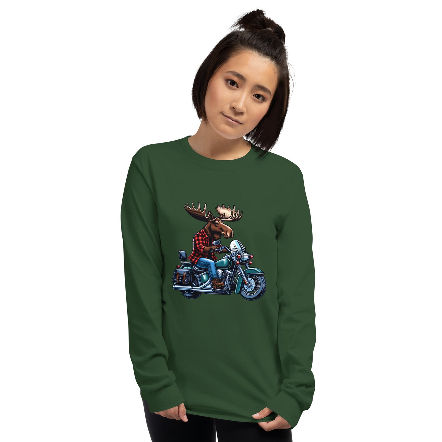 Moose on a Motorcycle | Wilderness Series Unisex Long Sleeve Shirt