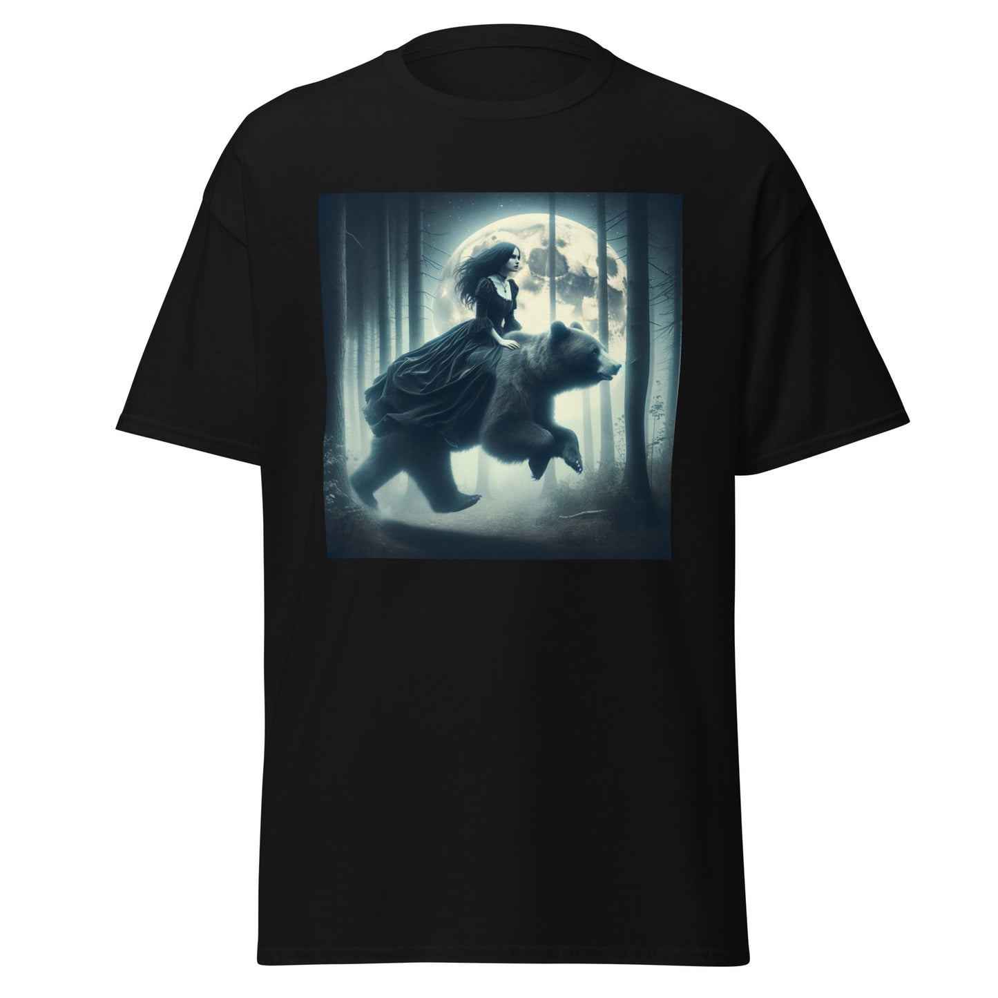 Goth Lady Riding A Ghost Bear | Goth Dark Forest Unisex classic tee