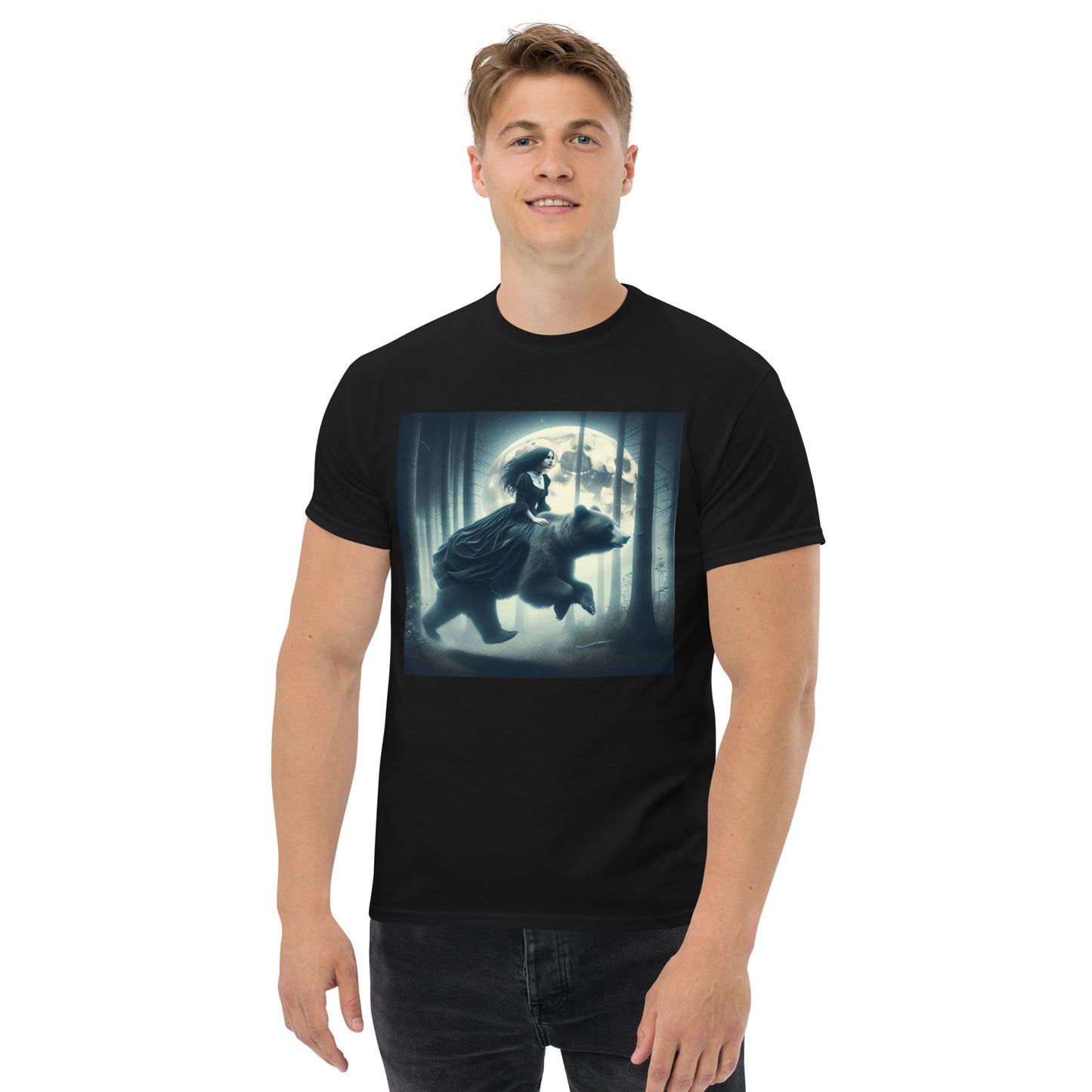 Goth Lady Riding A Ghost Bear | Goth Dark Forest Unisex classic tee