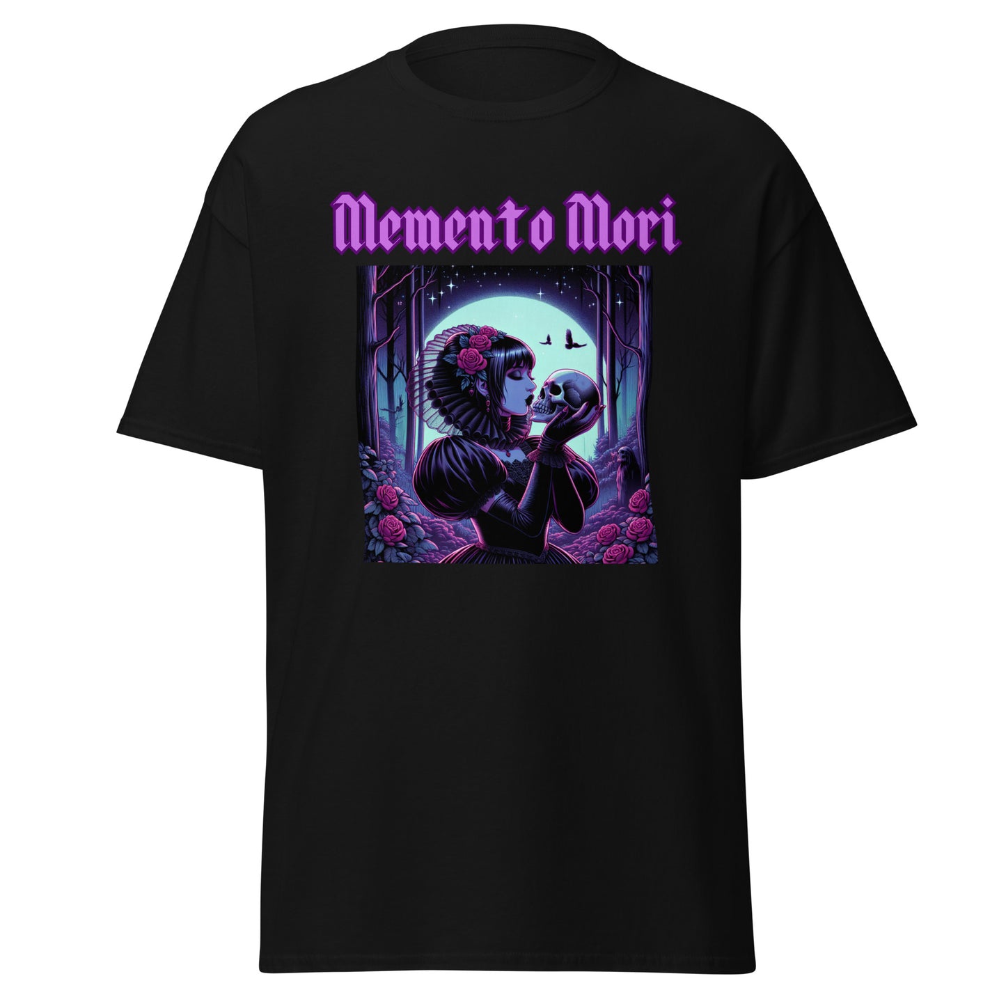 Memento Mori | Goth Girl Kissing A Skull Unisex classic tee