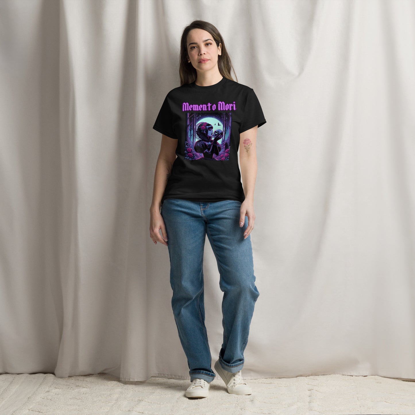 Memento Mori | Goth Girl Kissing A Skull Unisex classic tee