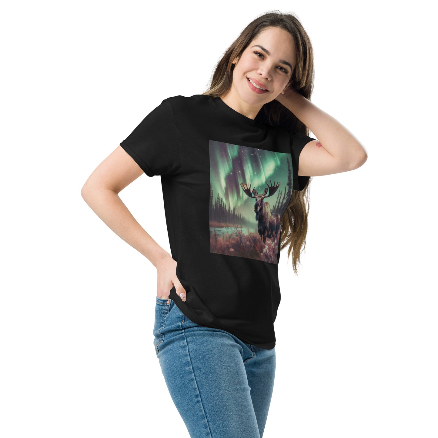 Moose and the Northern Lights Unisex classic tee