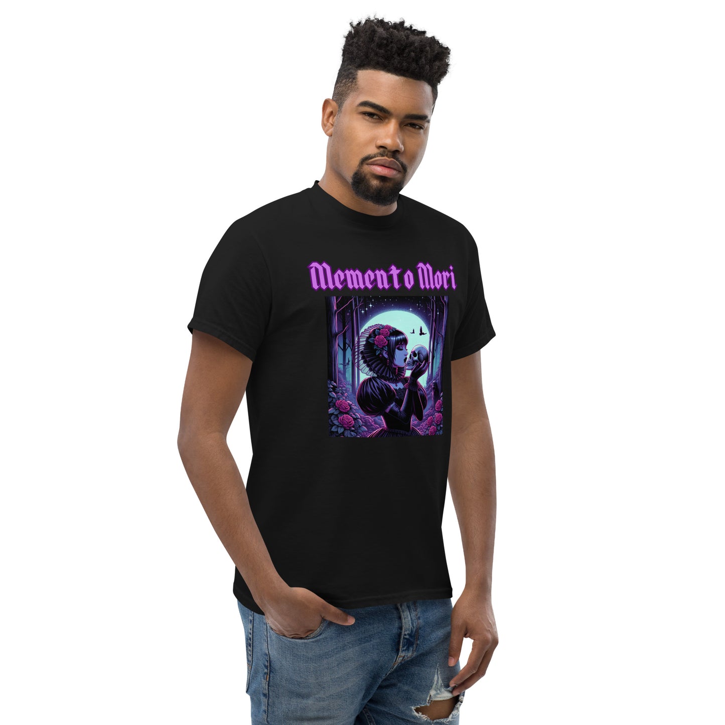 Memento Mori | Goth Girl Kissing A Skull Unisex classic tee