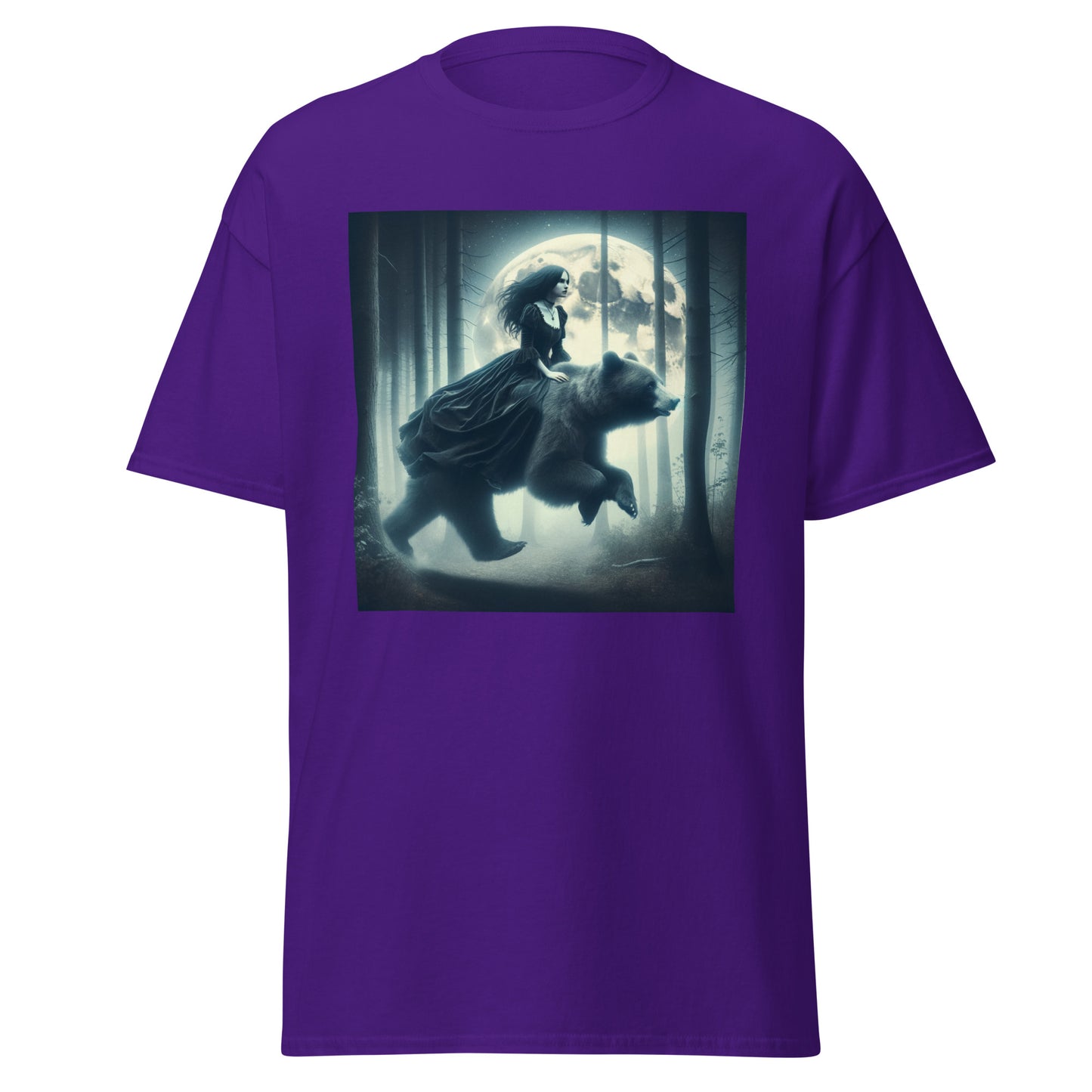 Goth Lady Riding A Ghost Bear | Goth Dark Forest Unisex classic tee