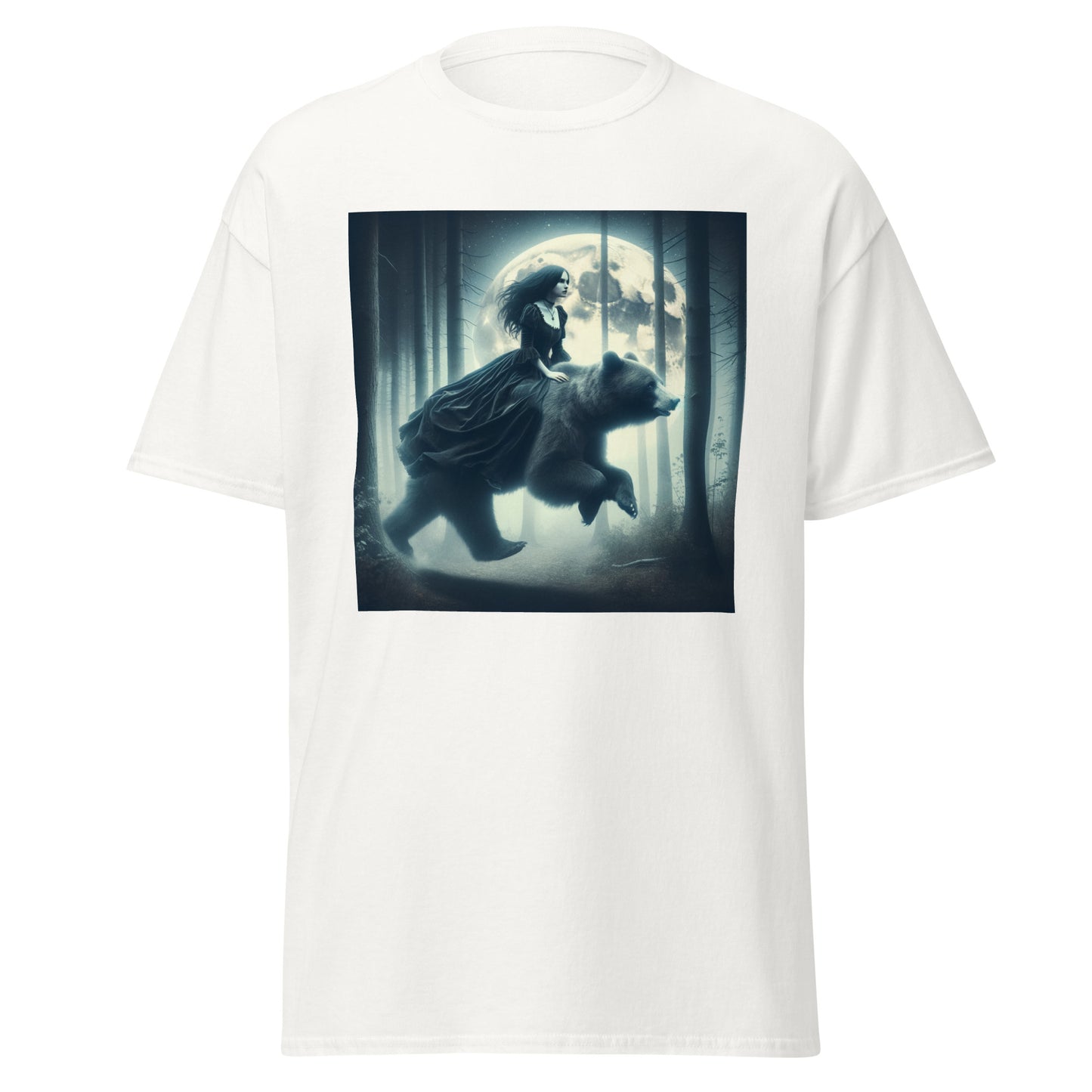 Goth Lady Riding A Ghost Bear | Goth Dark Forest Unisex classic tee