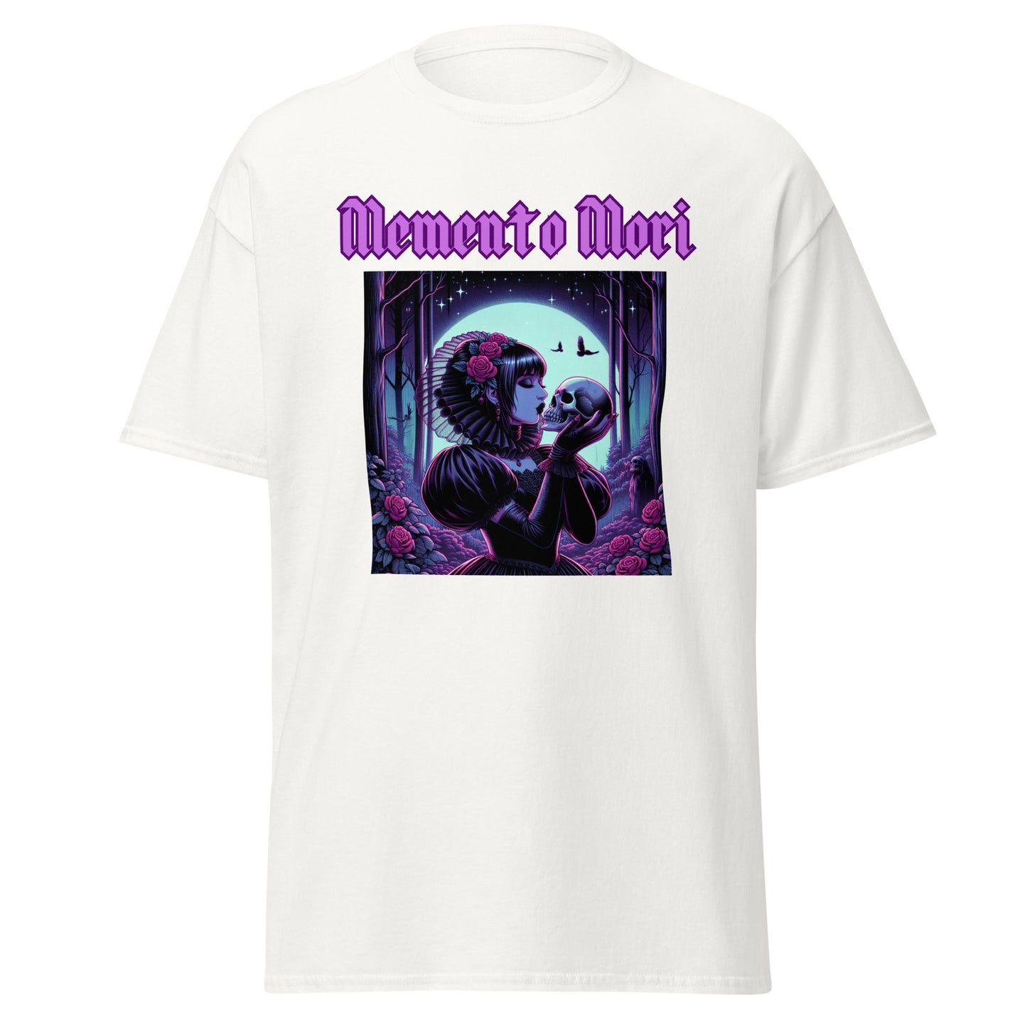 Memento Mori | Goth Girl Kissing A Skull Unisex classic tee