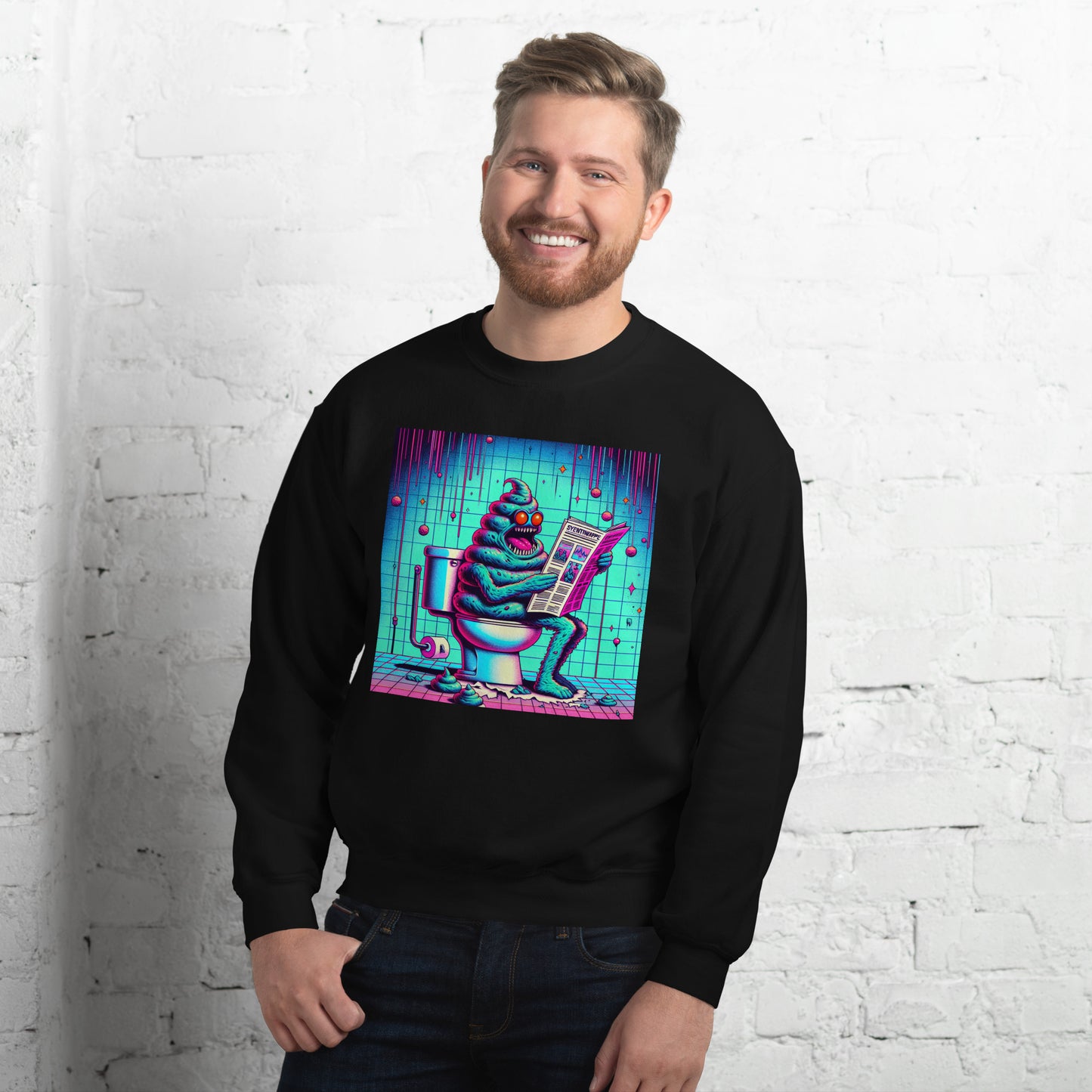 Crazy Poop Monster Sitting on The Toilet | Weird and Funny Unisex Sweatshirt