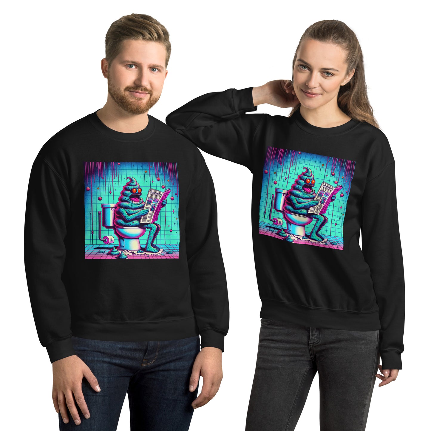 Crazy Poop Monster Sitting on The Toilet | Weird and Funny Unisex Sweatshirt