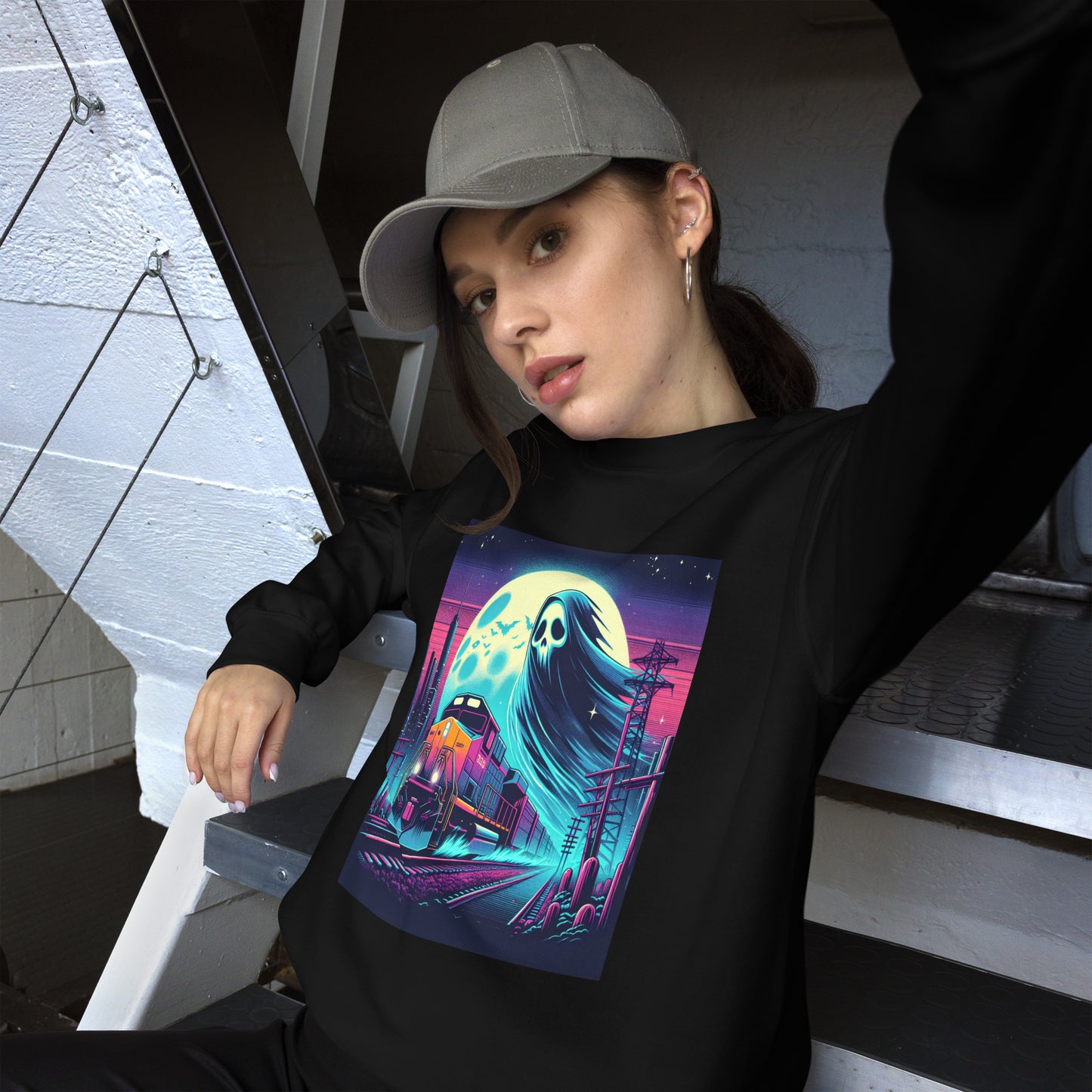 Ghost Train In The City | Goth Unisex Sweatshirt