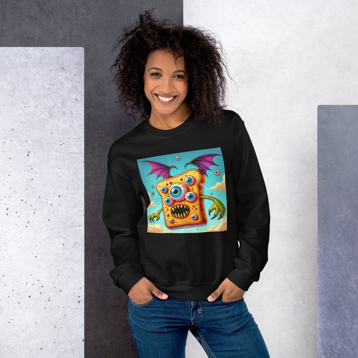 Flying Butter Toast Monster | Weird Unisex Sweatshirt