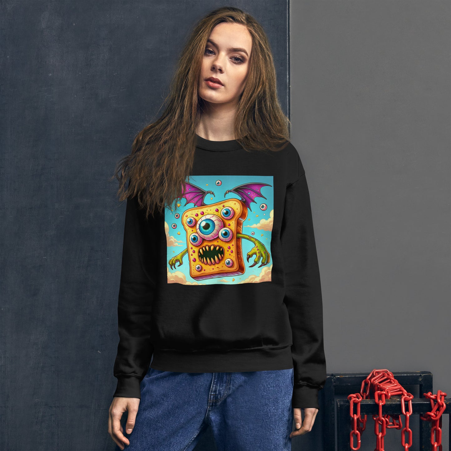 Flying Butter Toast Monster | Weird Unisex Sweatshirt