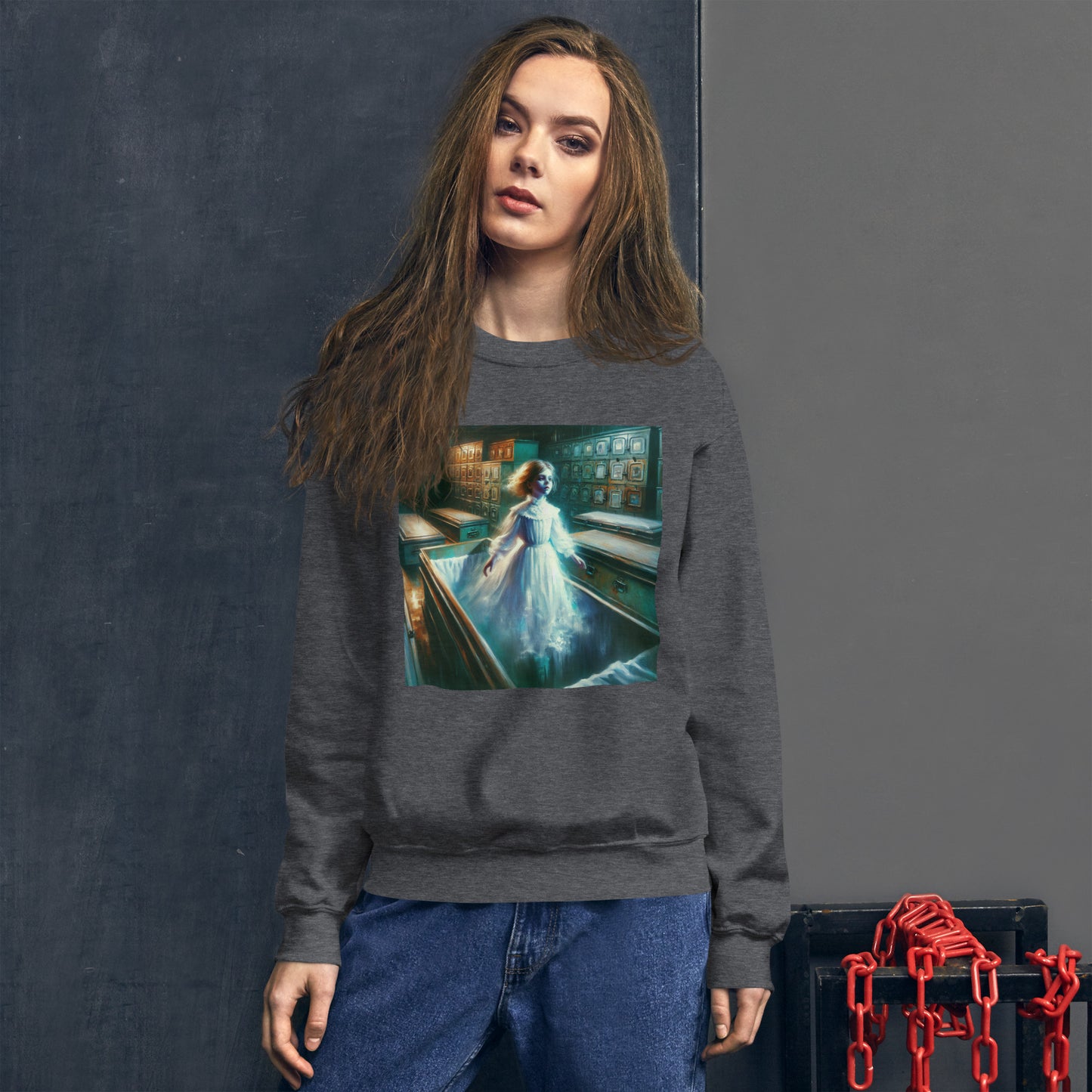 Young Ghost Girl Floating In The Morgue | Goth Unisex Sweatshirt