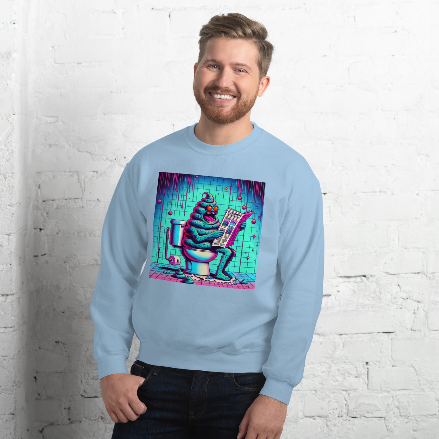 Crazy Poop Monster Sitting on The Toilet | Weird and Funny Unisex Sweatshirt