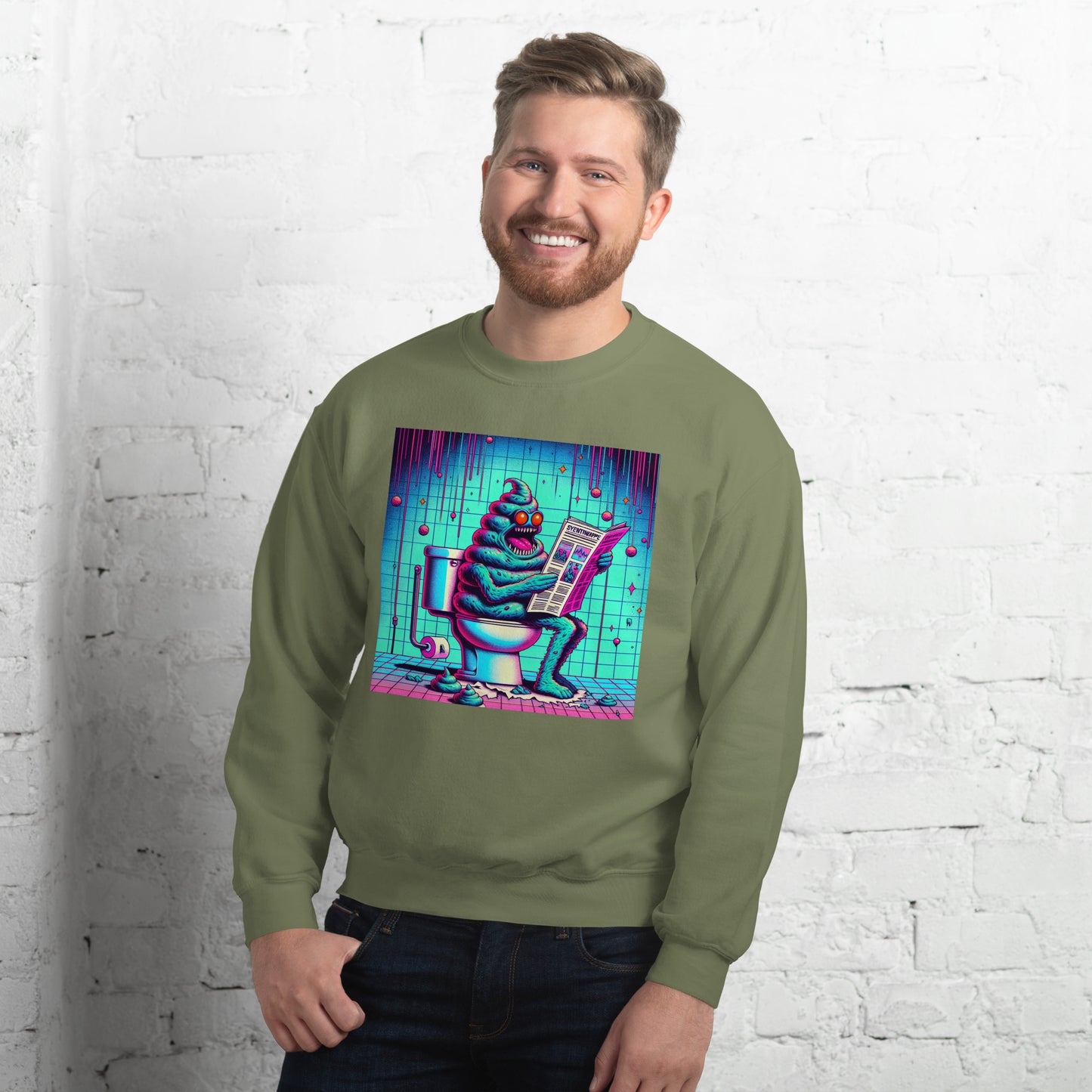 Crazy Poop Monster Sitting on The Toilet | Weird and Funny Unisex Sweatshirt