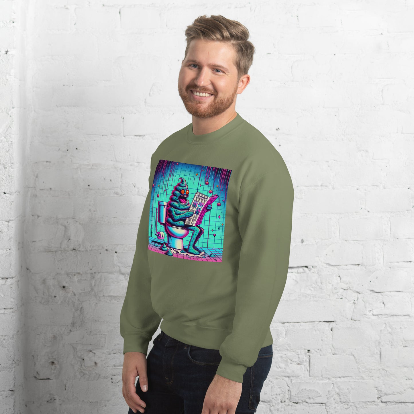 Crazy Poop Monster Sitting on The Toilet | Weird and Funny Unisex Sweatshirt