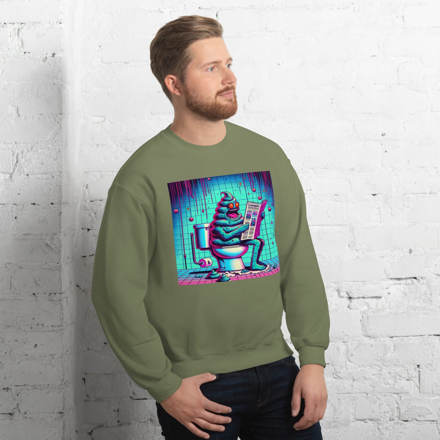 Crazy Poop Monster Sitting on The Toilet | Weird and Funny Unisex Sweatshirt