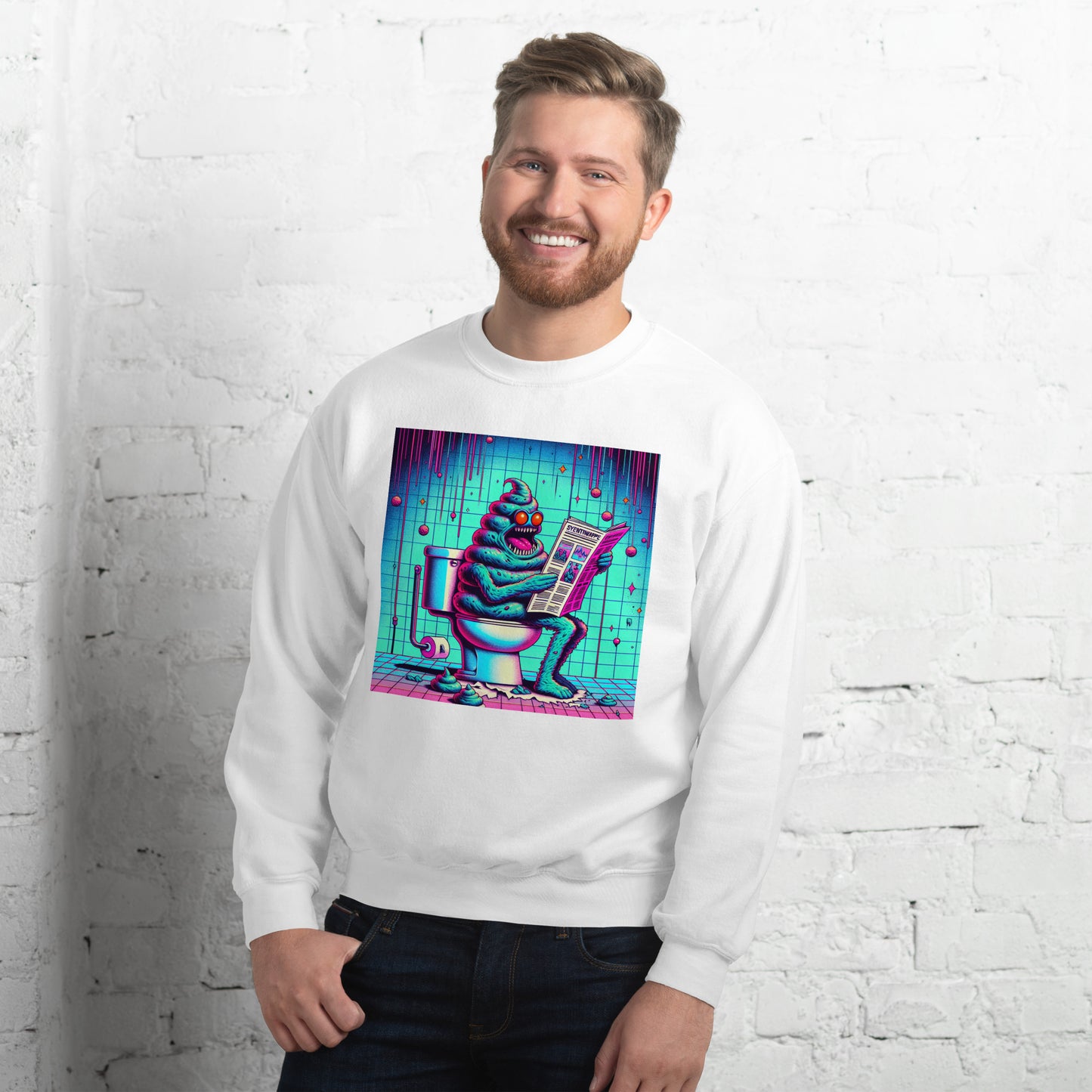 Crazy Poop Monster Sitting on The Toilet | Weird and Funny Unisex Sweatshirt