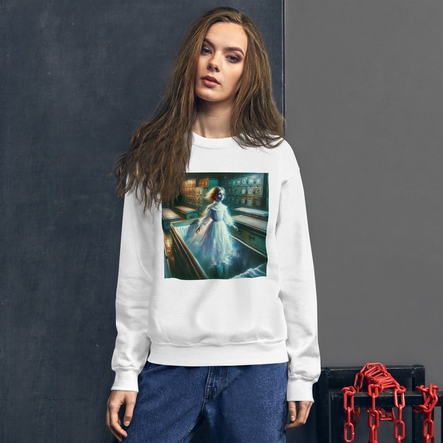 Young Ghost Girl Floating In The Morgue | Goth Unisex Sweatshirt