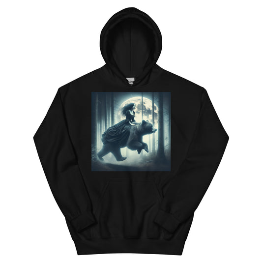 Goth Lady Riding A Ghost Bear | Goth Dark Forest Unisex Hoodie