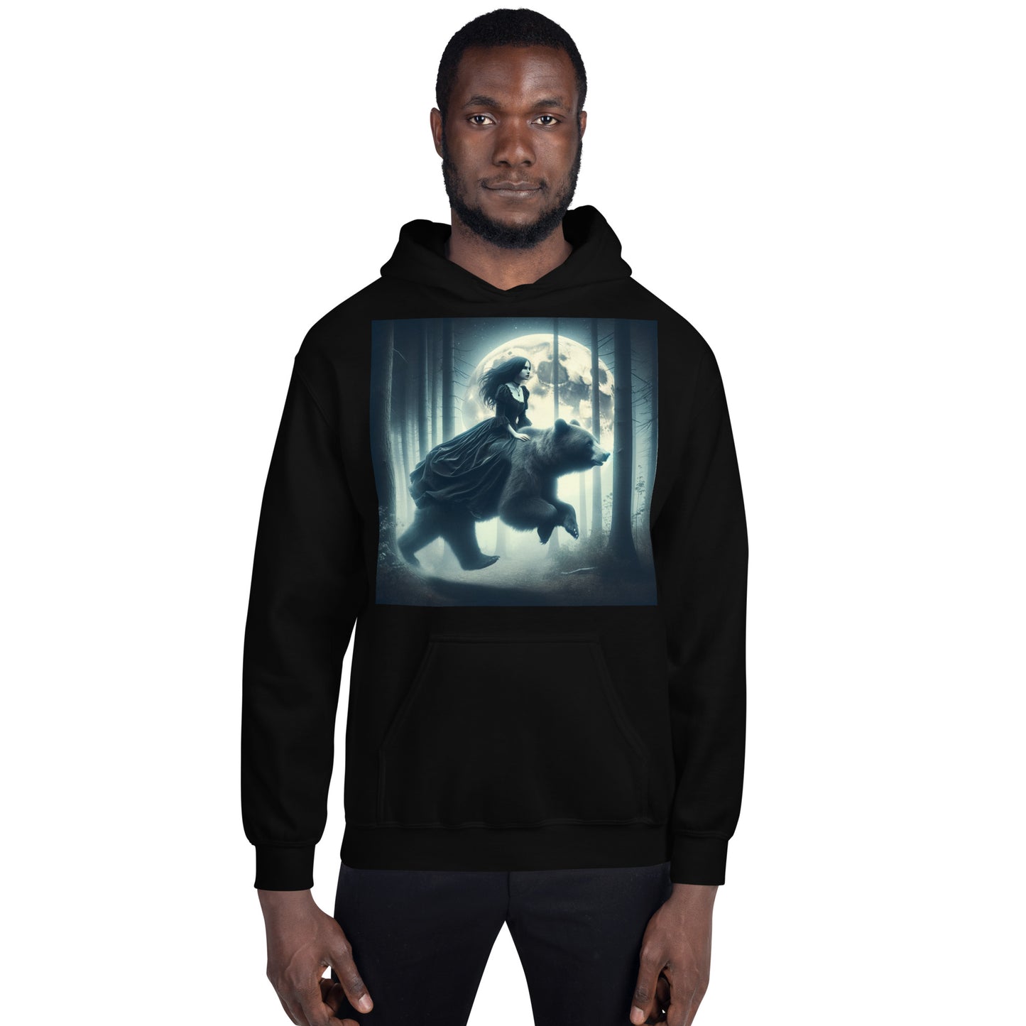 Goth Lady Riding A Ghost Bear | Goth Dark Forest Unisex Hoodie