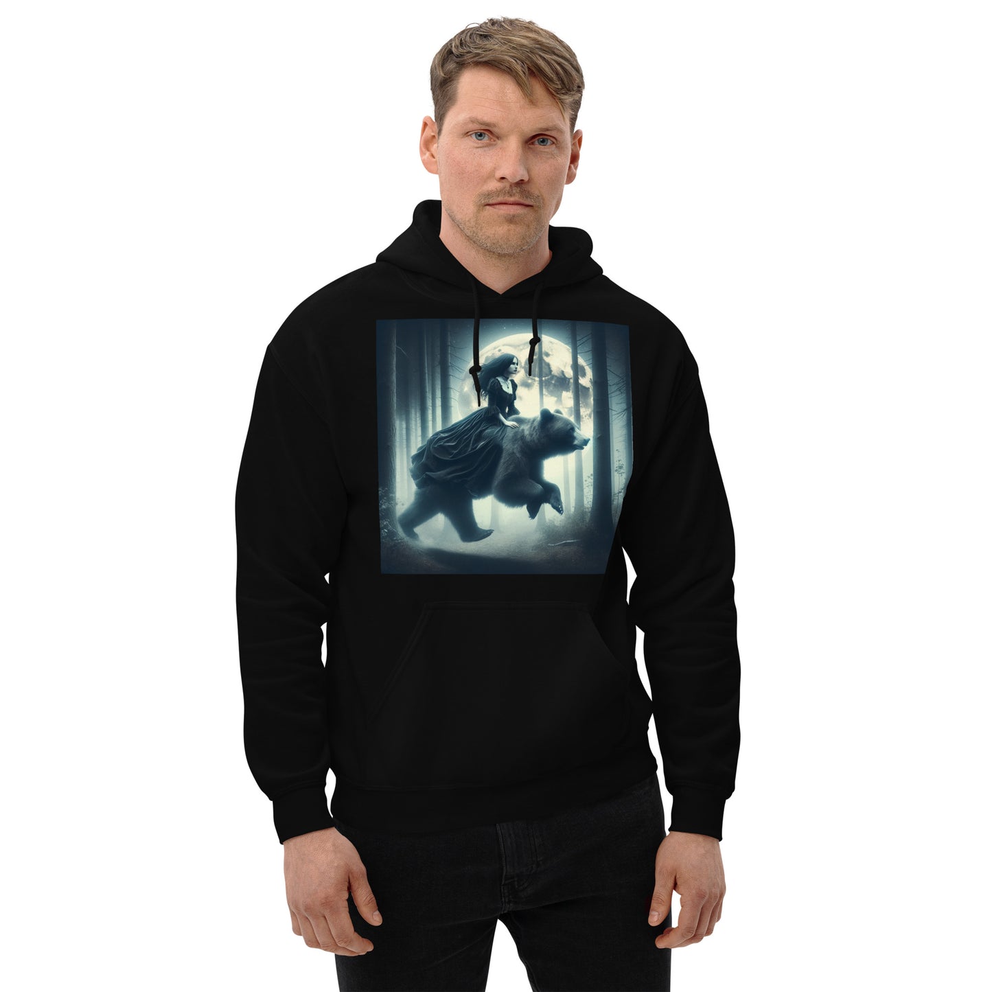 Goth Lady Riding A Ghost Bear | Goth Dark Forest Unisex Hoodie