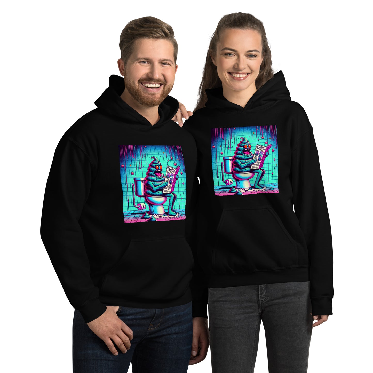 Crazy Poop Monster Sitting on The Toilet | Weird and Funny Unisex Hoodie