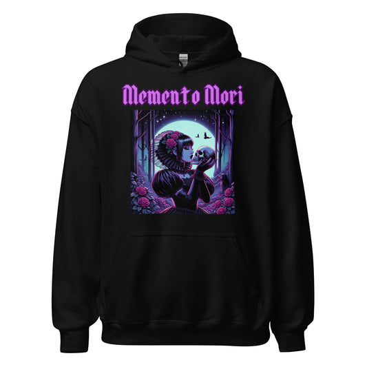 Memento Mori | Goth Girl Kissing A Skull Unisex Hoodie