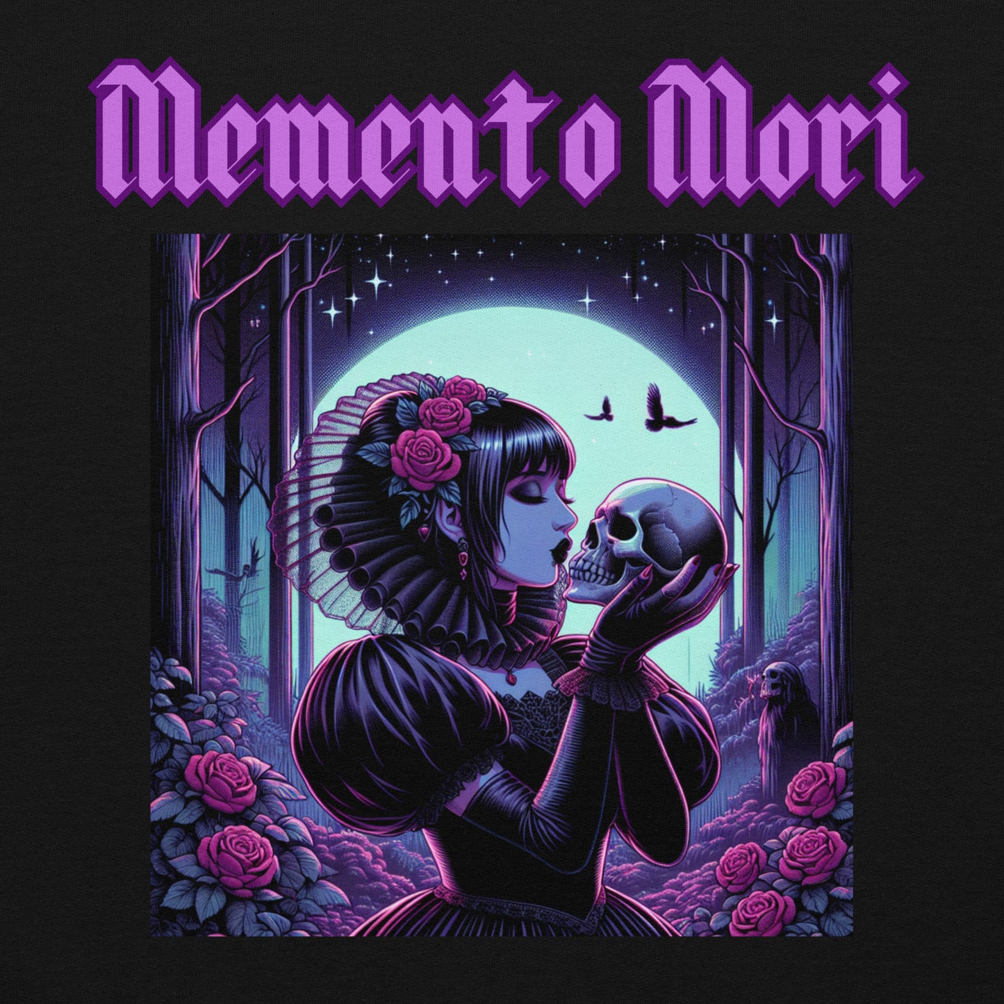 Memento Mori | Goth Girl Kissing A Skull Unisex Hoodie