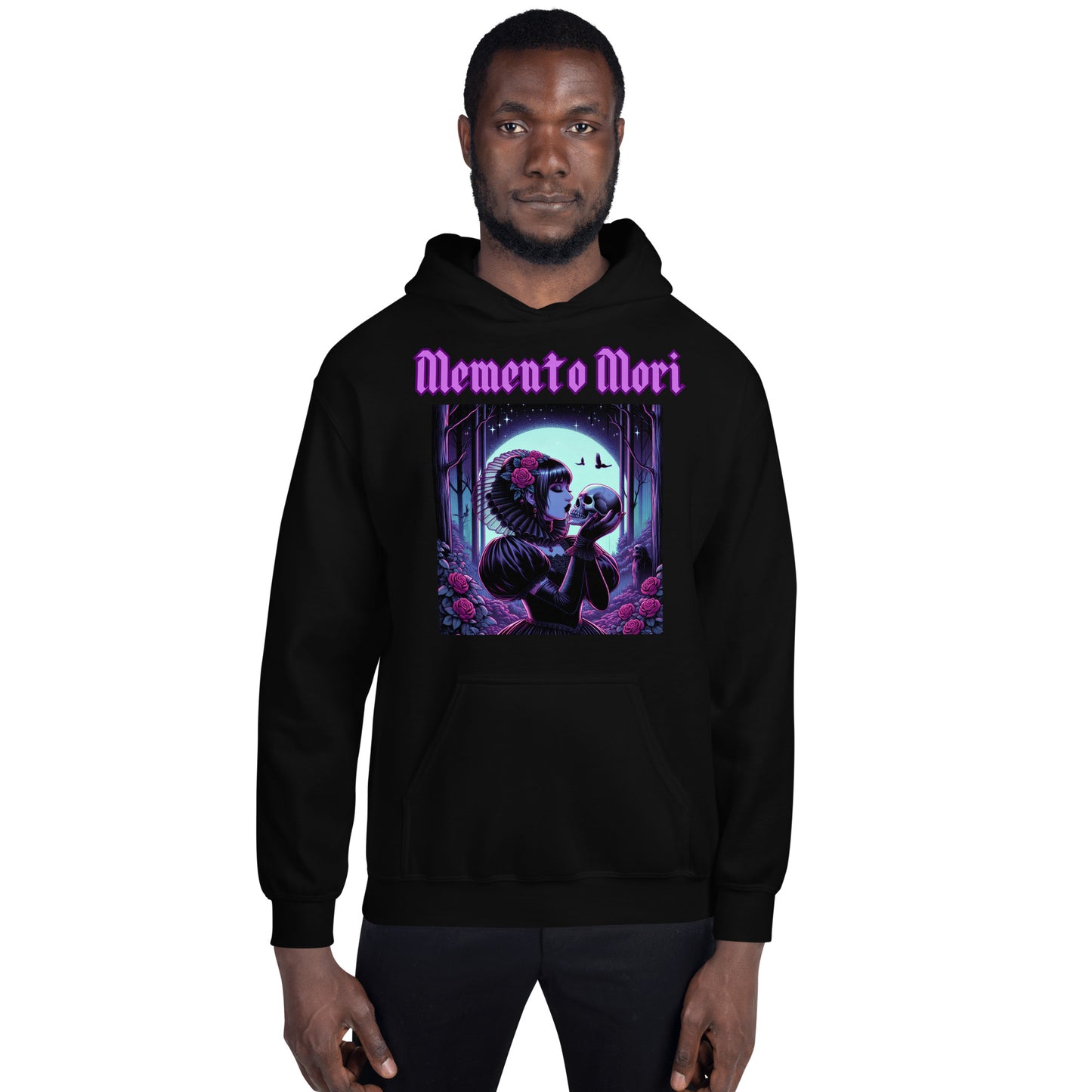 Memento Mori | Goth Girl Kissing A Skull Unisex Hoodie