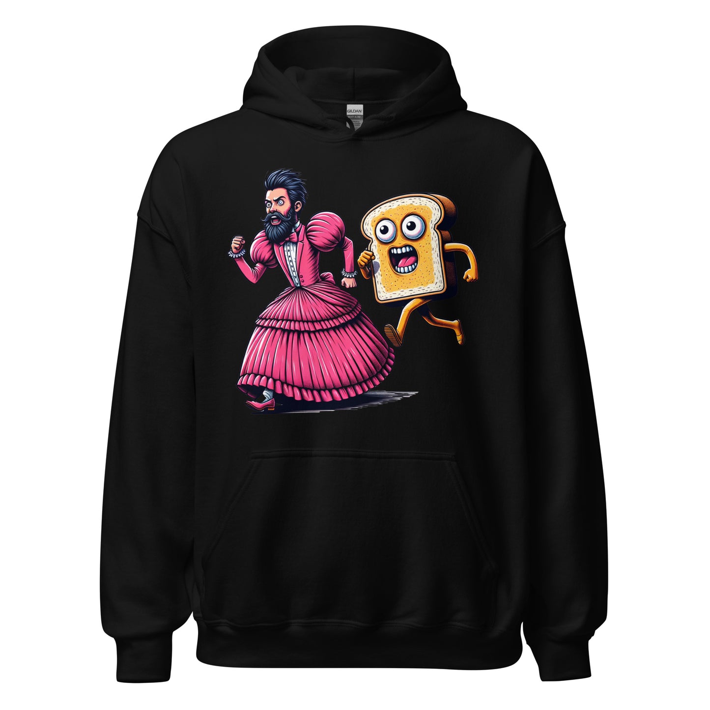 Guy In A Dress Running w/ A Butter Toast Monster | Weird and Funny Unisex Hoodie