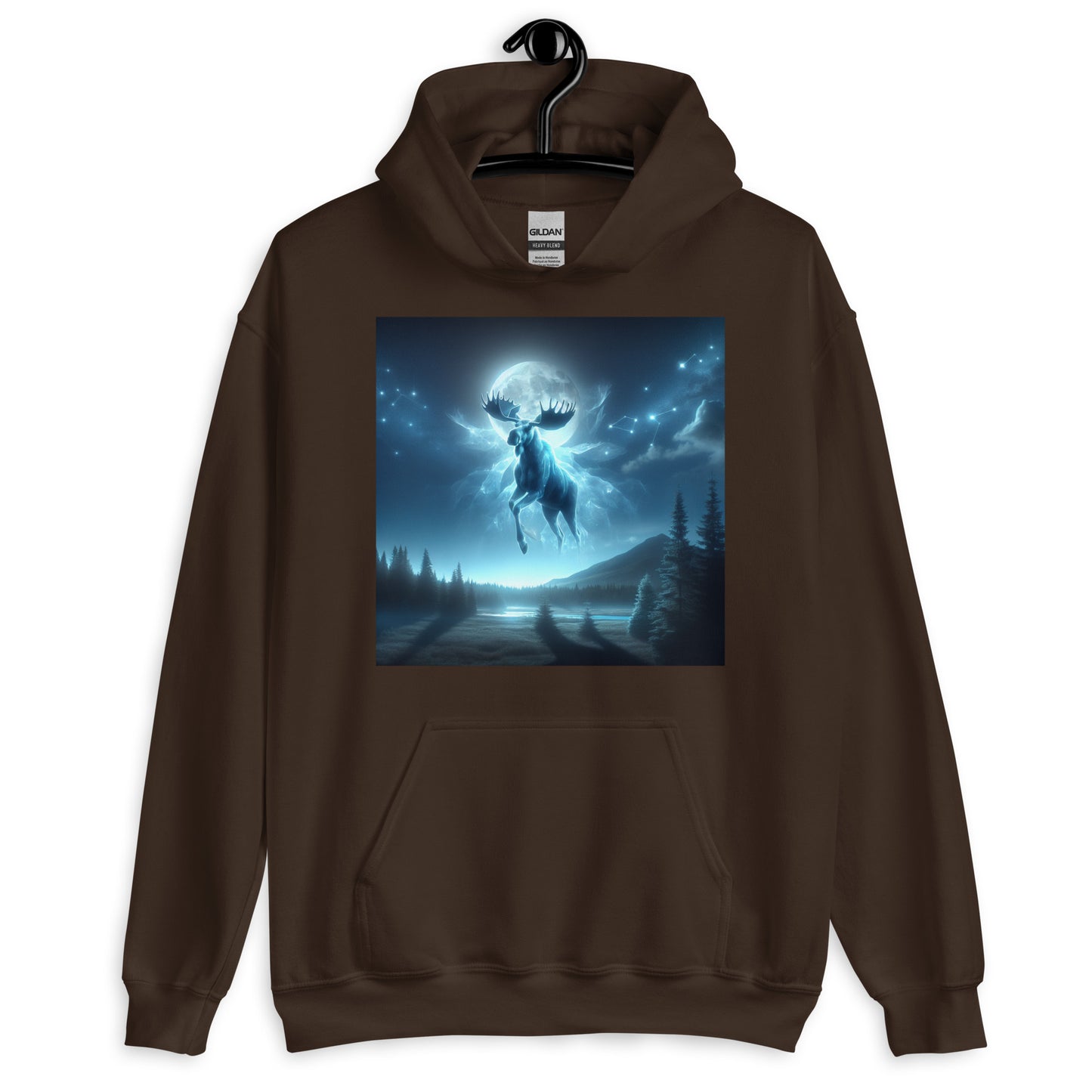 Ghost Moose In The Sky | Goth Great Outdoors Themed Unisex Hoodie