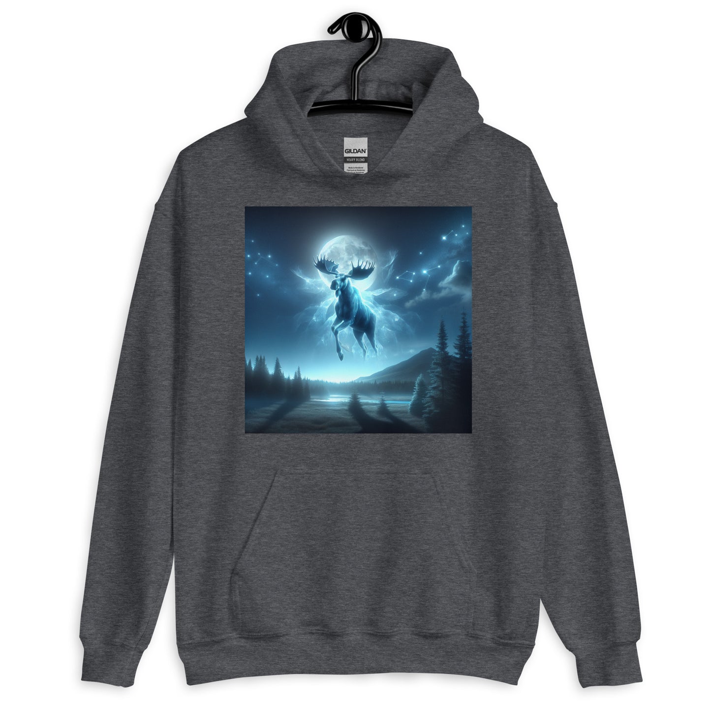 Ghost Moose In The Sky | Goth Great Outdoors Themed Unisex Hoodie