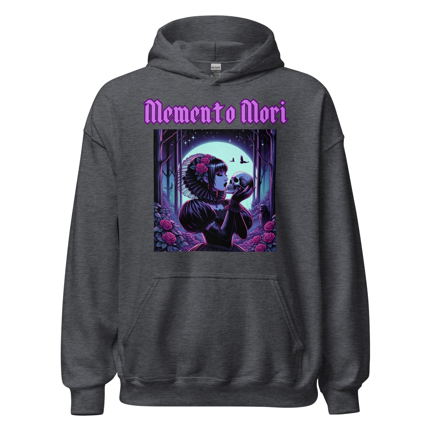 Memento Mori | Goth Girl Kissing A Skull Unisex Hoodie