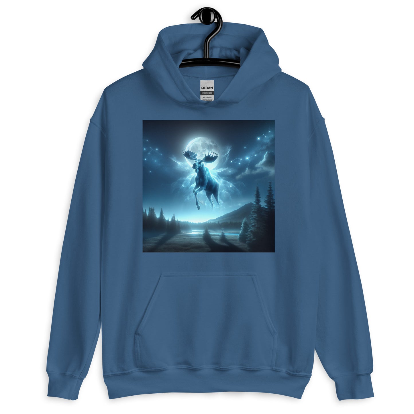 Ghost Moose In The Sky | Goth Great Outdoors Themed Unisex Hoodie