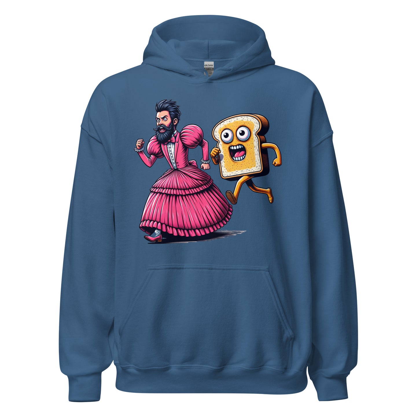 Guy In A Dress Running w/ A Butter Toast Monster | Weird and Funny Unisex Hoodie