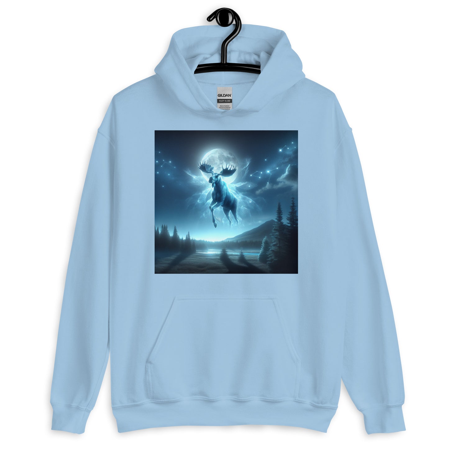 Ghost Moose In The Sky | Goth Great Outdoors Themed Unisex Hoodie