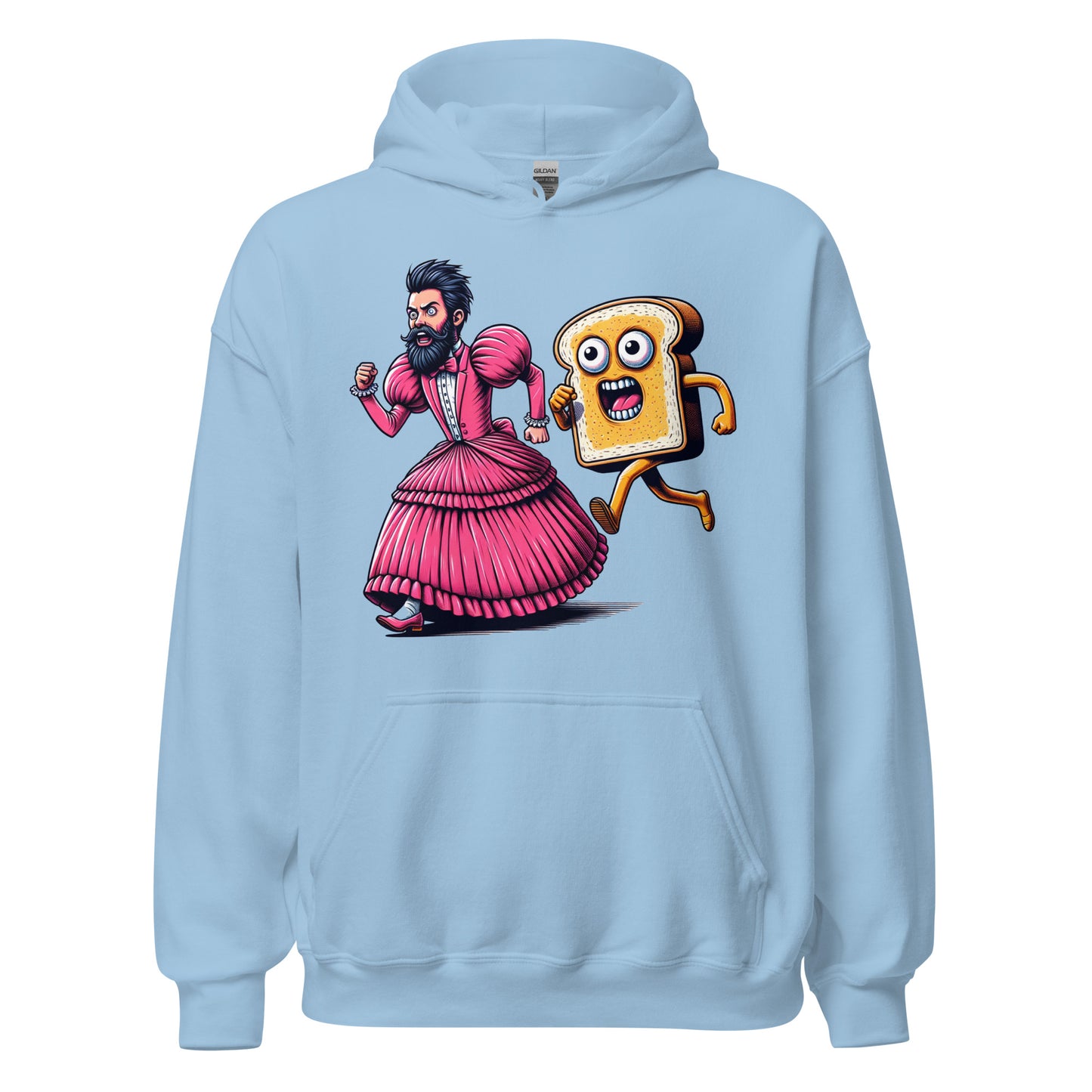 Guy In A Dress Running w/ A Butter Toast Monster | Weird and Funny Unisex Hoodie