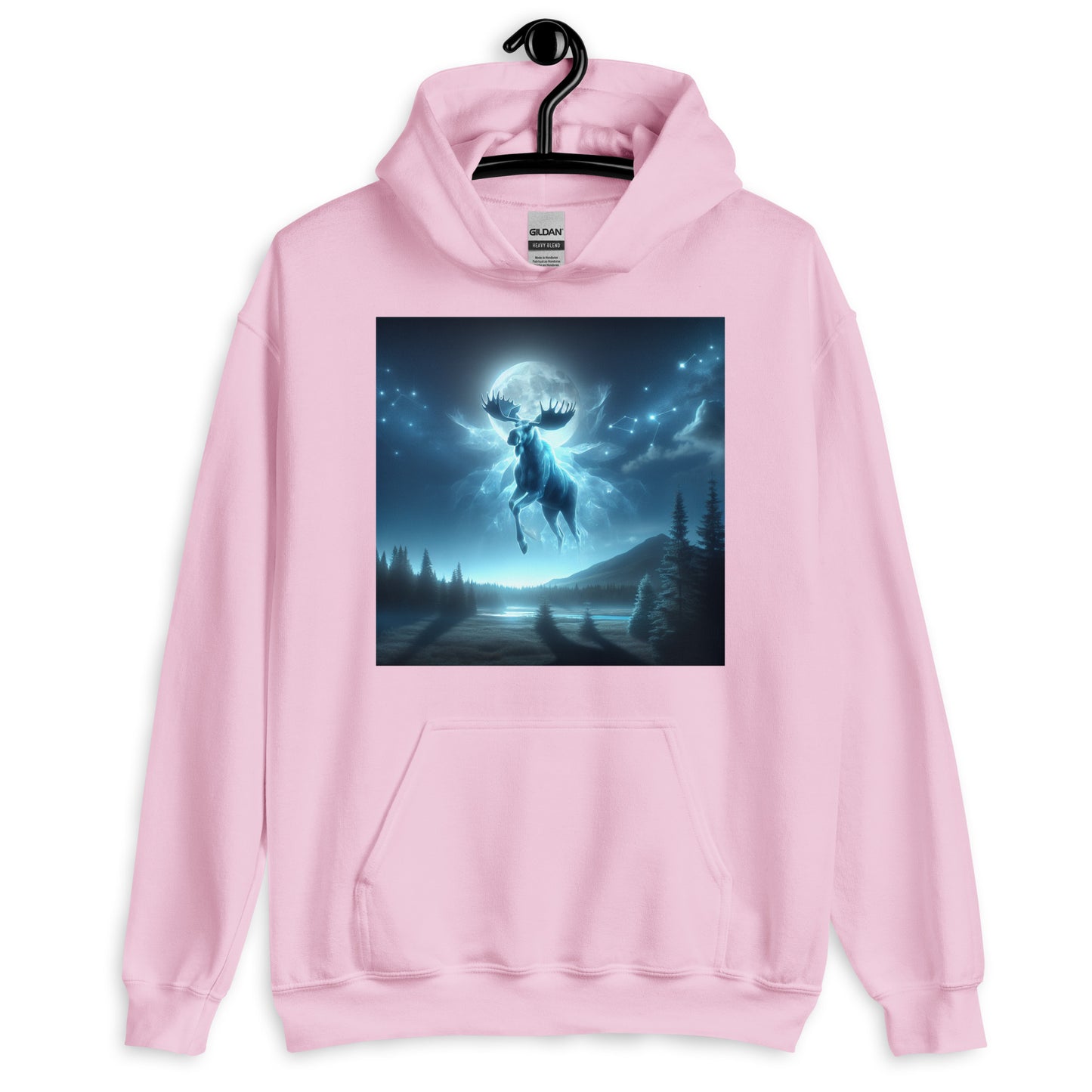 Ghost Moose In The Sky | Goth Great Outdoors Themed Unisex Hoodie