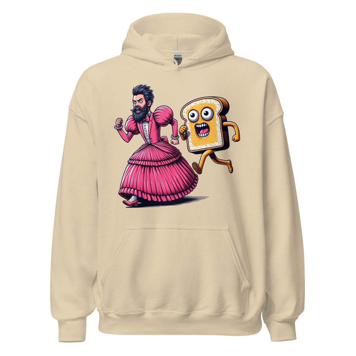 Guy In A Dress Running w/ A Butter Toast Monster | Weird and Funny Unisex Hoodie