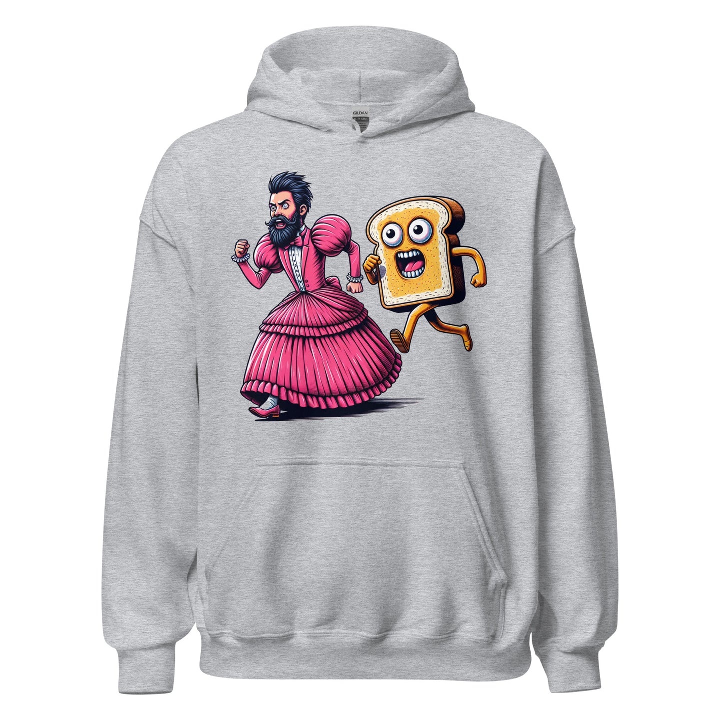 Guy In A Dress Running w/ A Butter Toast Monster | Weird and Funny Unisex Hoodie