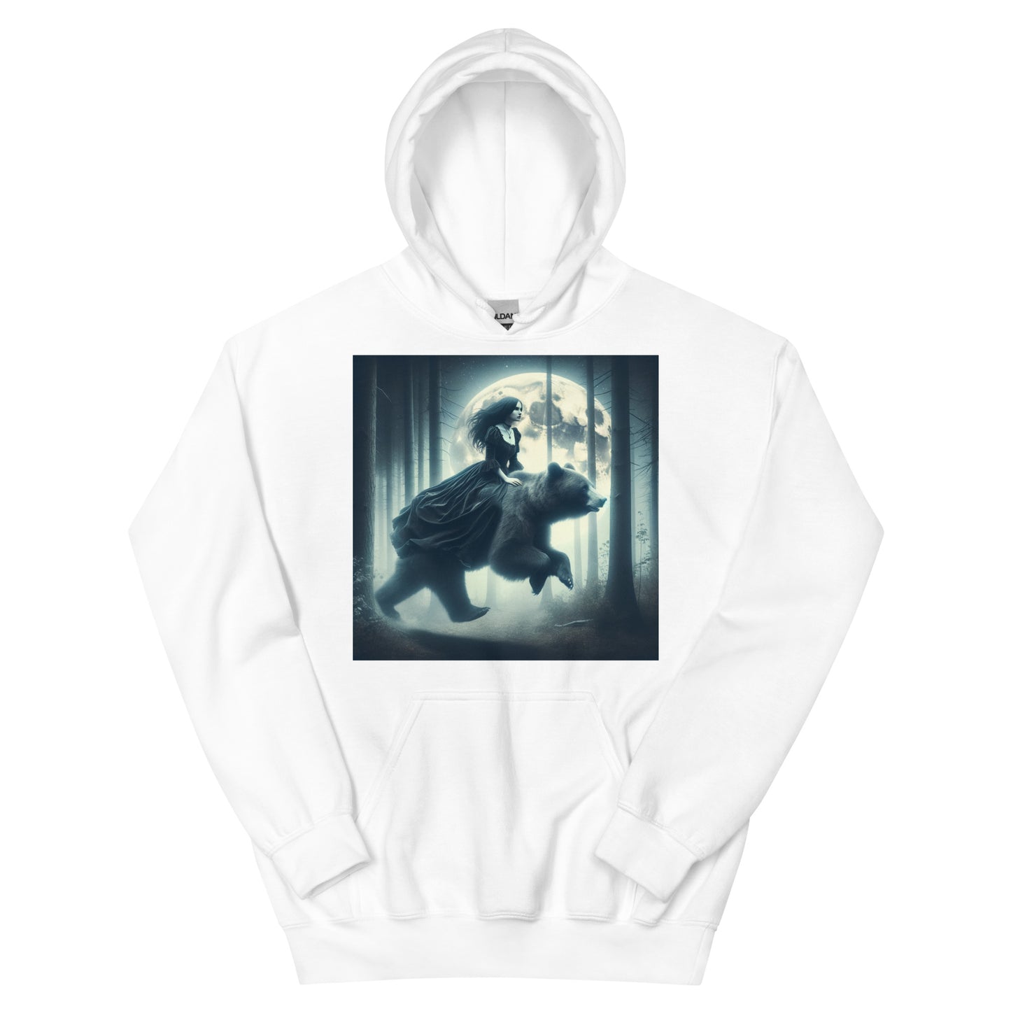 Goth Lady Riding A Ghost Bear | Goth Dark Forest Unisex Hoodie