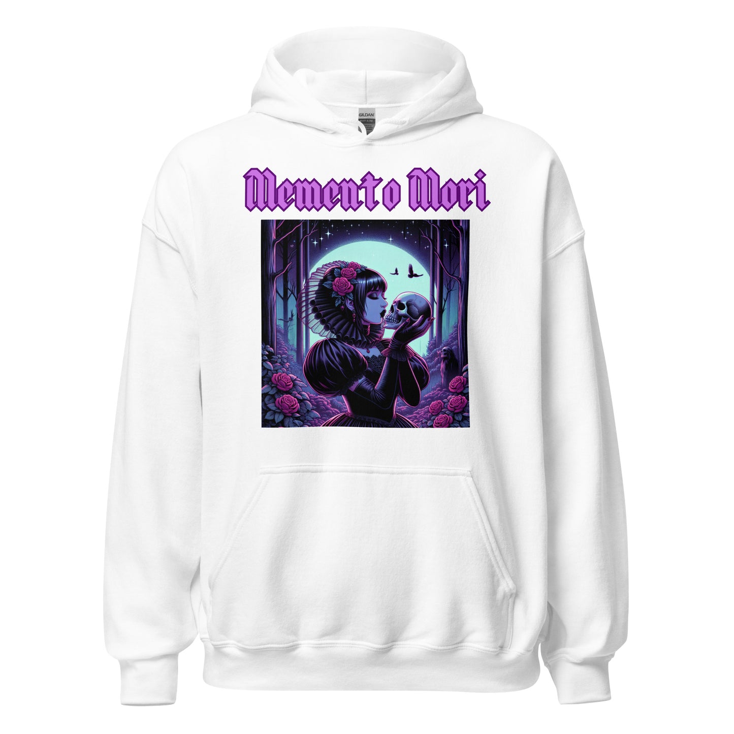 Memento Mori | Goth Girl Kissing A Skull Unisex Hoodie