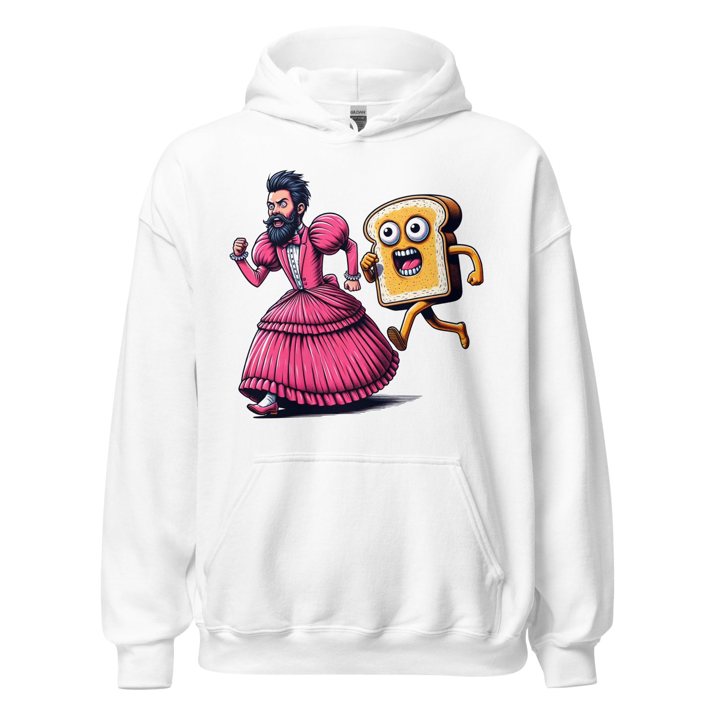 Guy In A Dress Running w/ A Butter Toast Monster | Weird and Funny Unisex Hoodie