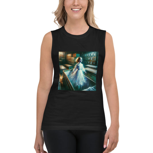 Young Ghost Girl Floating In The Morgue | Goth Muscle Shirt