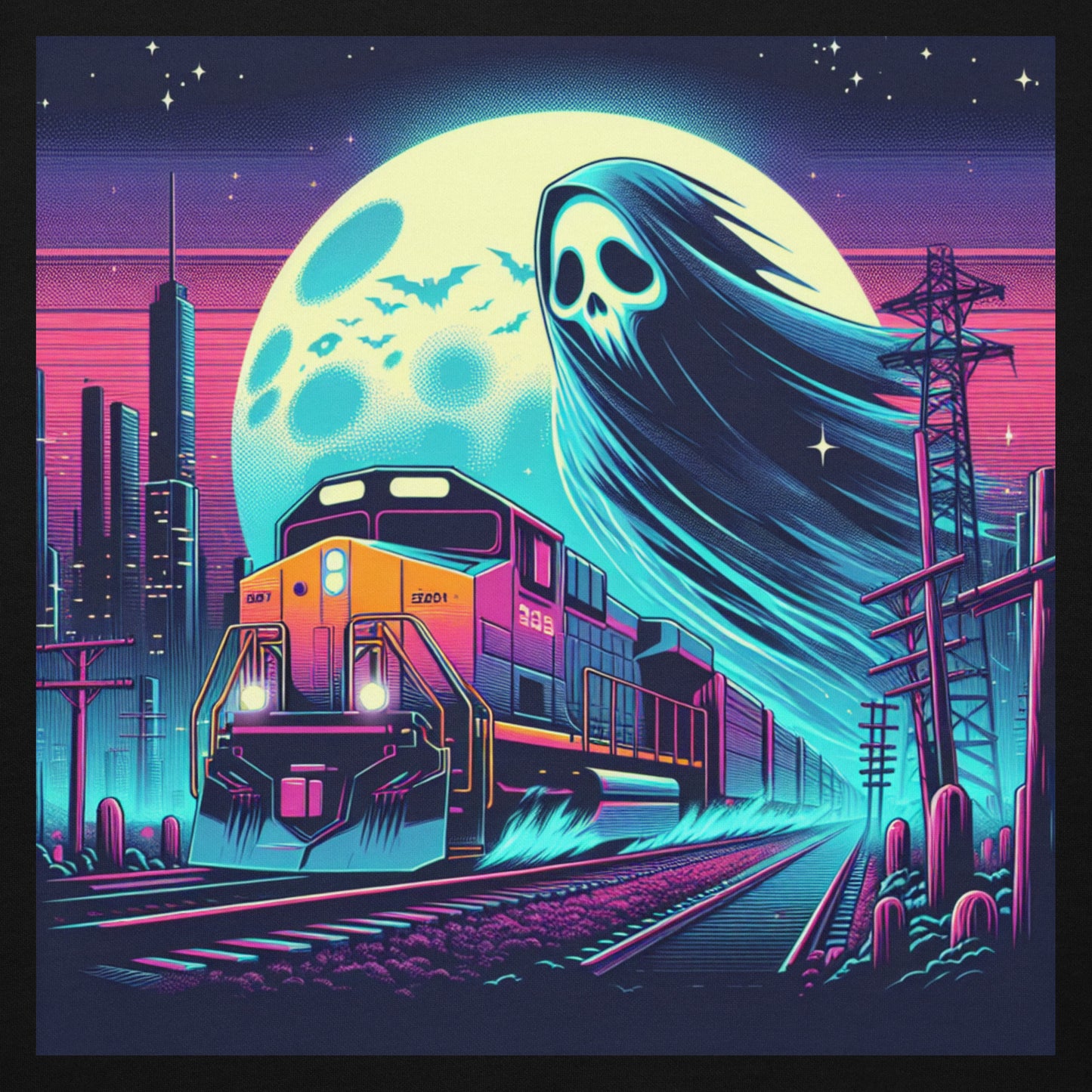 Ghost Train In The City | Goth Unisex Hoodie