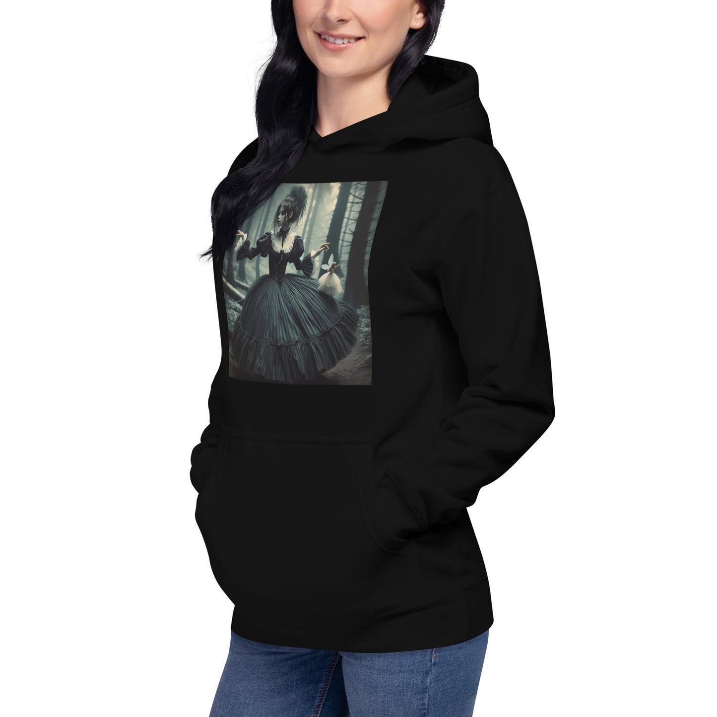 Little Goth Girl with Her Fairy Friend In The Woods | Goth Unisex Hoodie