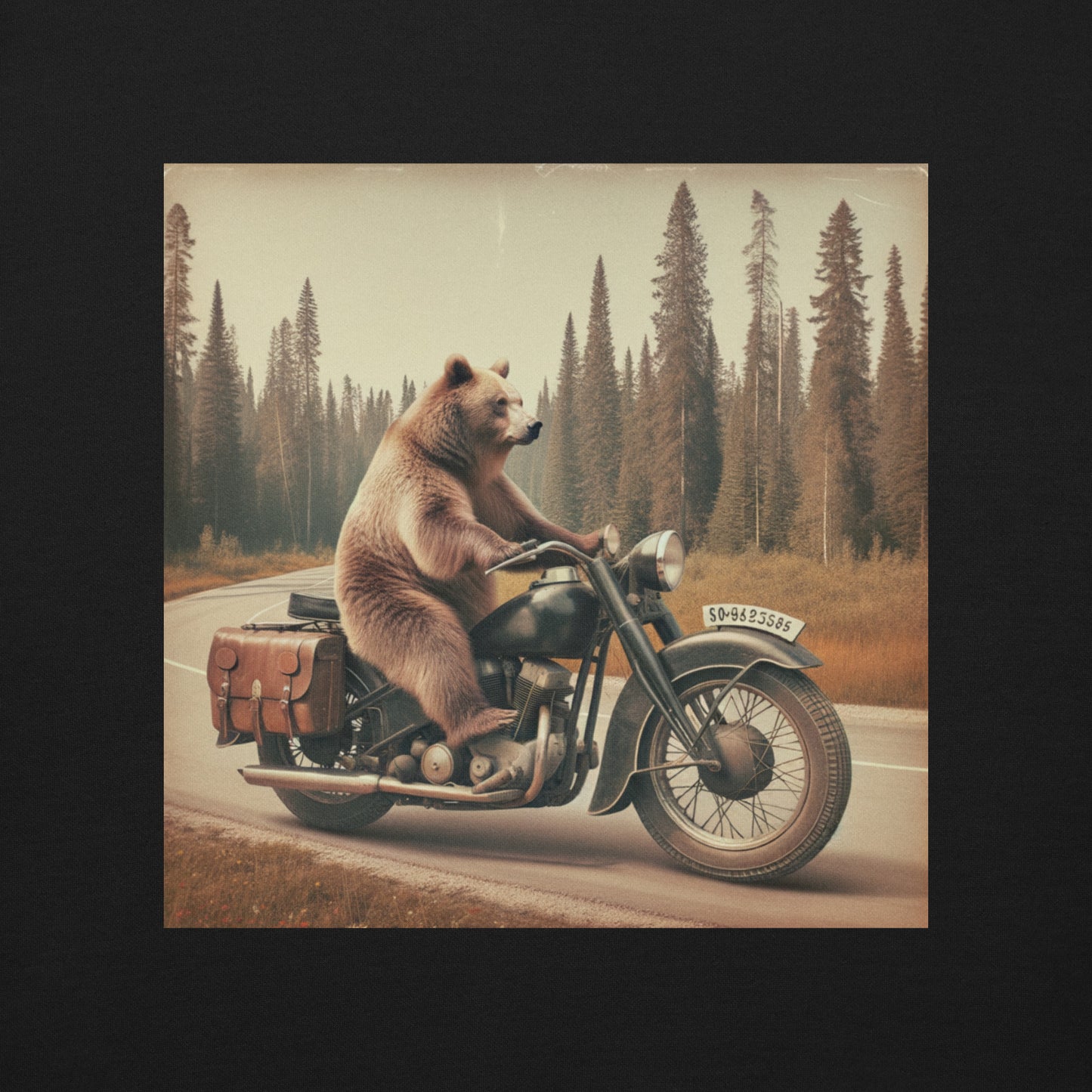 Grizzly Bear Riding A Motorcycle Unisex Premium Sweatshirt