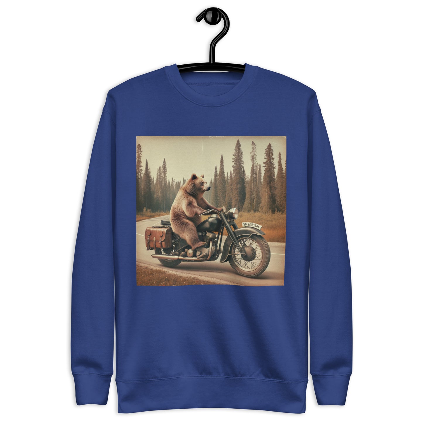 Grizzly Bear Riding A Motorcycle Unisex Premium Sweatshirt