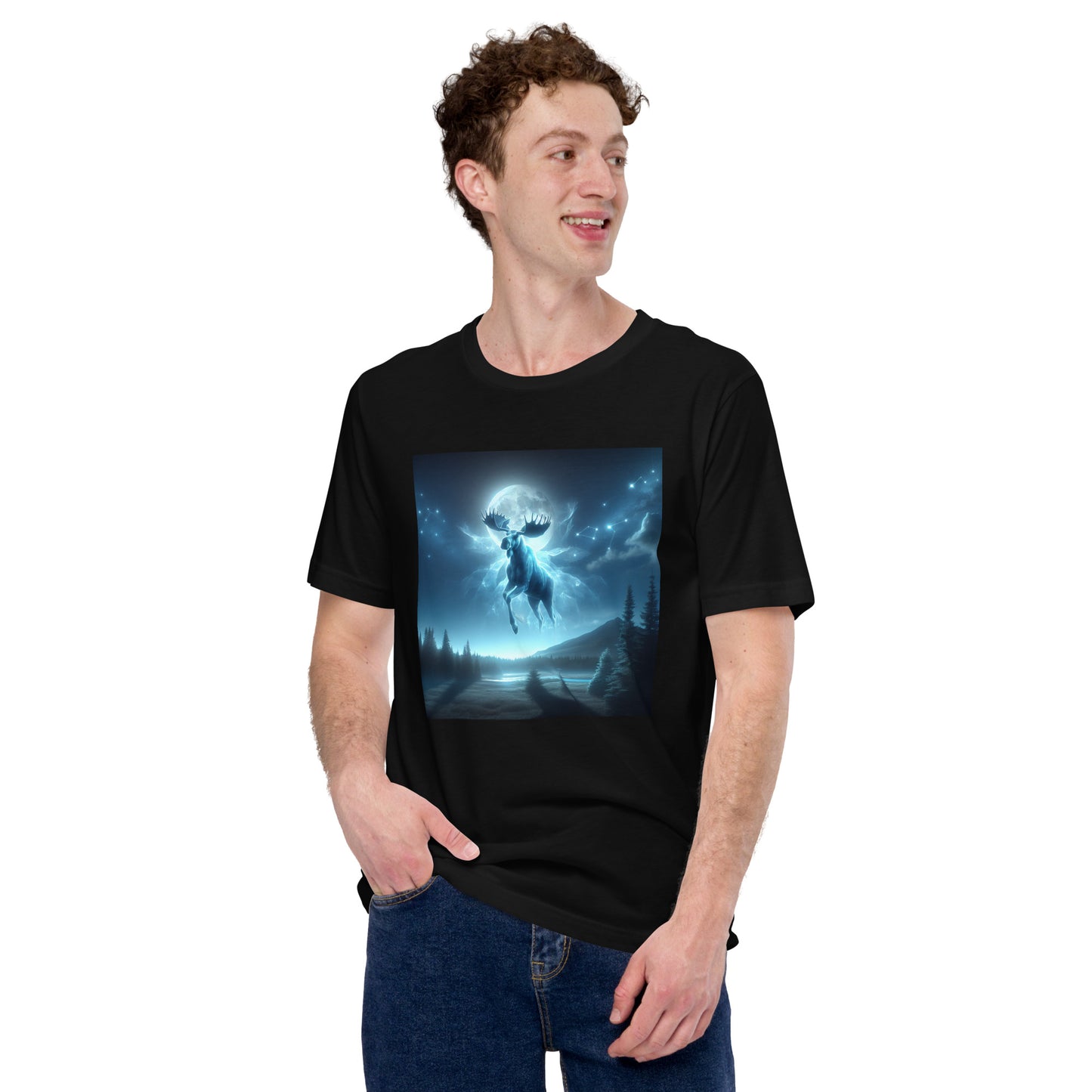 Ghost Moose In The Sky | Goth Great Outdoors Unisex t-shirt