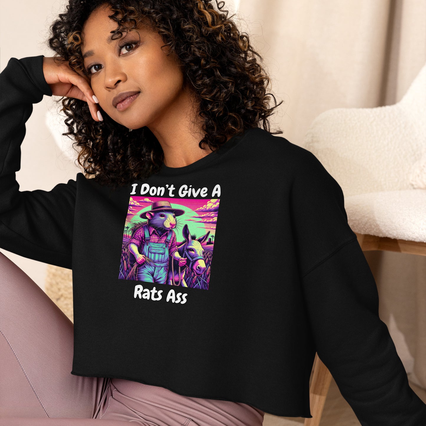 I Don't Give A Rats Ass | Funny Crop Sweatshirt